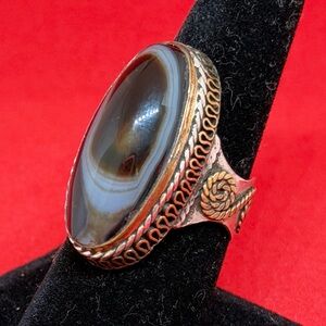 Artisan Silver and Brown Agate Ring